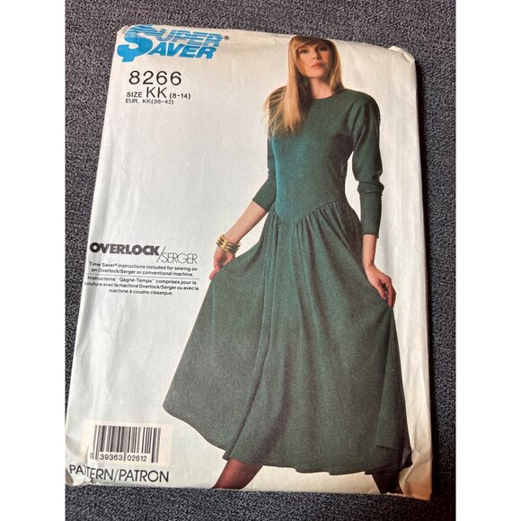 Super Saver 8266 Womens Dress Sewing Pattern Size 8 10 12 14 1987 Uncut - Picture 5 of 5